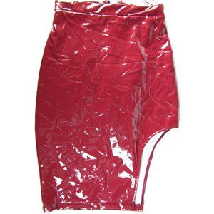 SALE!  Vinyl PVC Shiny Cut Out Red Short Mini Skirt